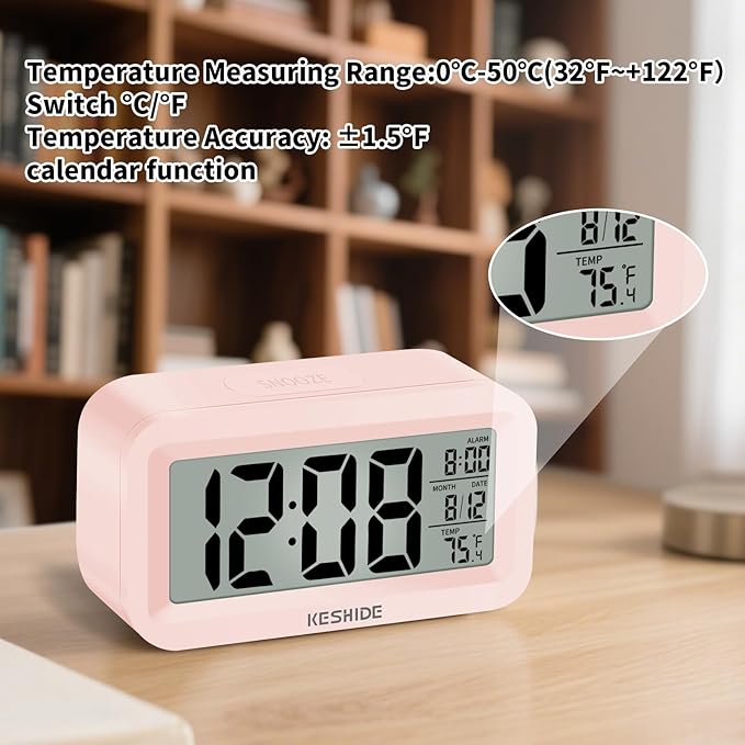 KESHIDE Travel Digital Alarm Clock Battery Operated - Image 4