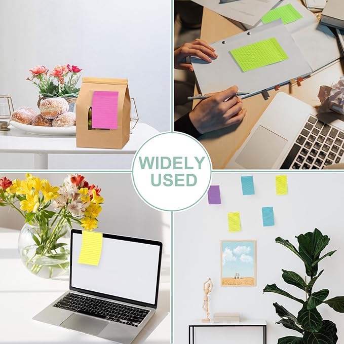 24 Pack Lined Sticky Notes 4X6 in Self Sticky Note Pads Colorful Post Stickies - Image 7