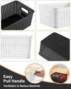 6 Pack Storage Bins with Bamboo Lids, Plastic Storage Baskets and Storage - Image 4