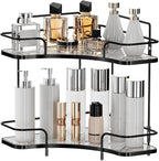 Seoneiro 2 Tier Corner Bathroom Counter Organizer, Cosmetic Skincare Organizer by Seoneiro