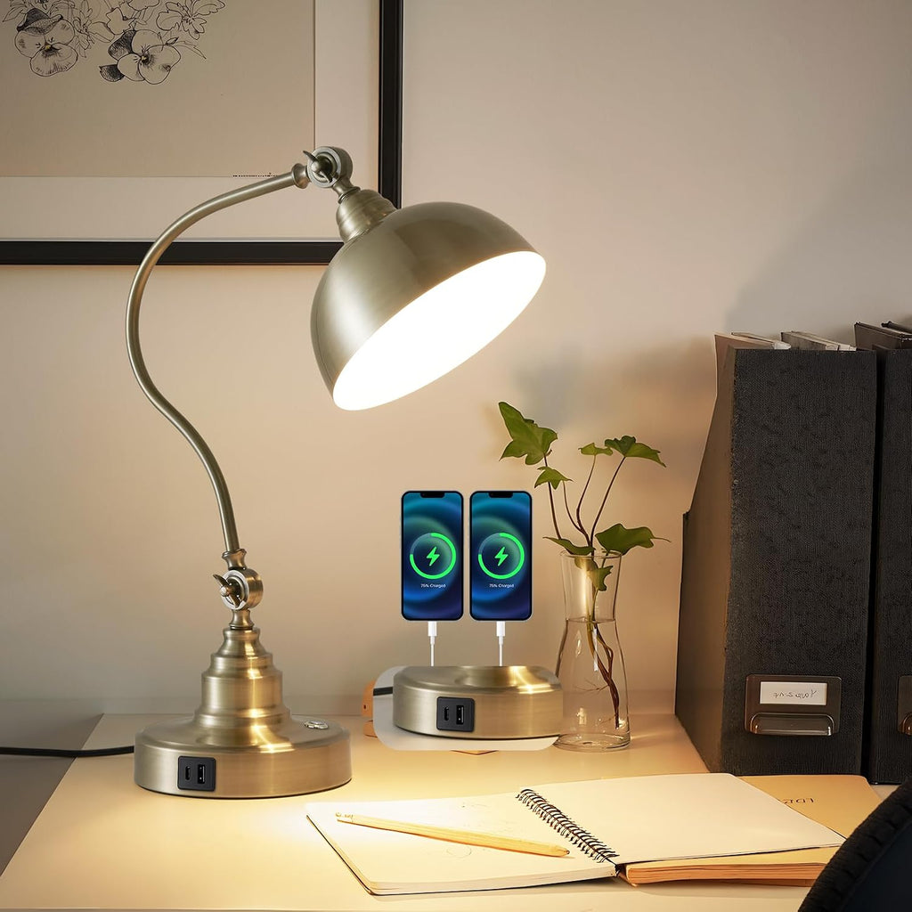 dimmable touch control antique brass desk lamp with, view 9