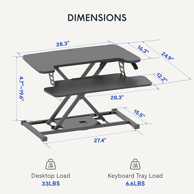 FLEXISPOT Standing Desk Converter 28" Wide Height Adjustable Sit Stand Riser - Image 3