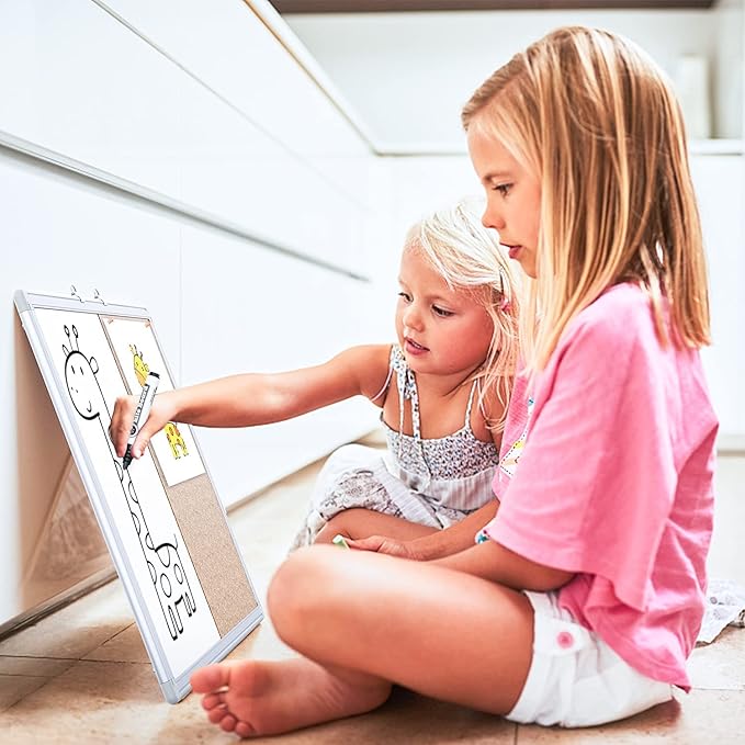 Magnetic White Board and Cork Board Combo, 24 X 18 inches Whiteboard Bulletin - Image 7