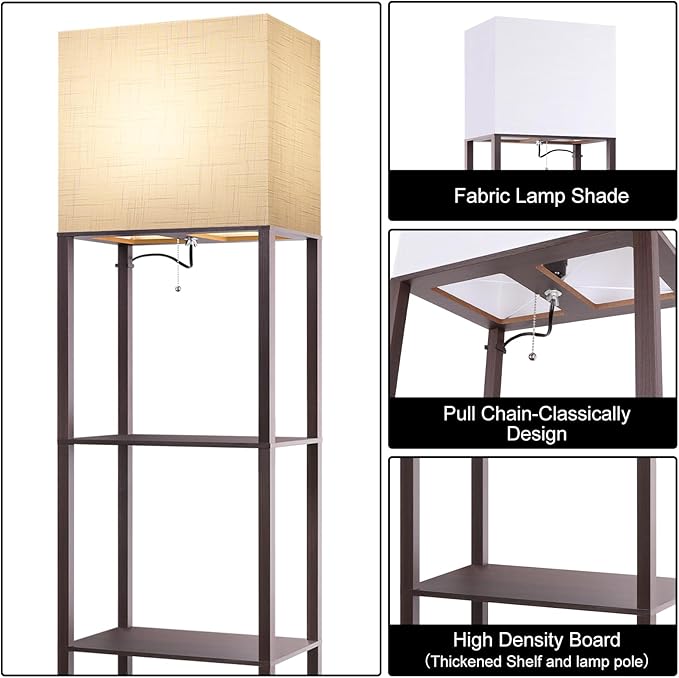 RUNTOP Plus - Floor Lamp with Shelves, Wide Shelf Lamp, Shelf Floor Lamp with - Image 5