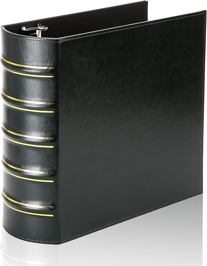 LETVPVOW Vintage Hardback 3 Ring Binder 3 Inch, Professional Leather Binder 3 by VintageLeather3RingBinder