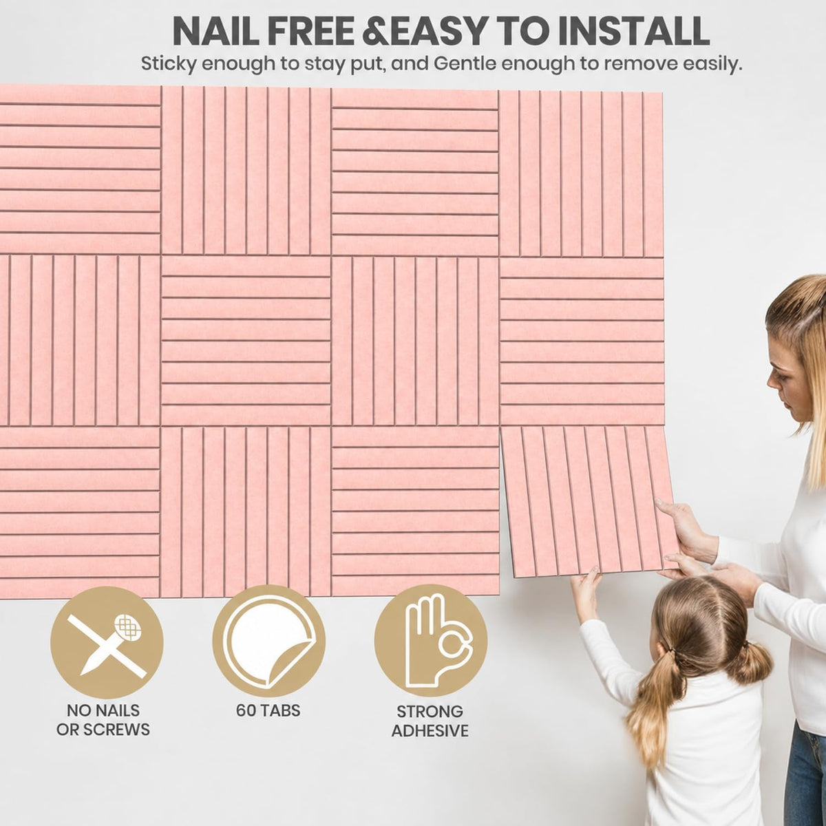 48" x 36" Large Felt Bulletin Board, Eight-Stripe Pink