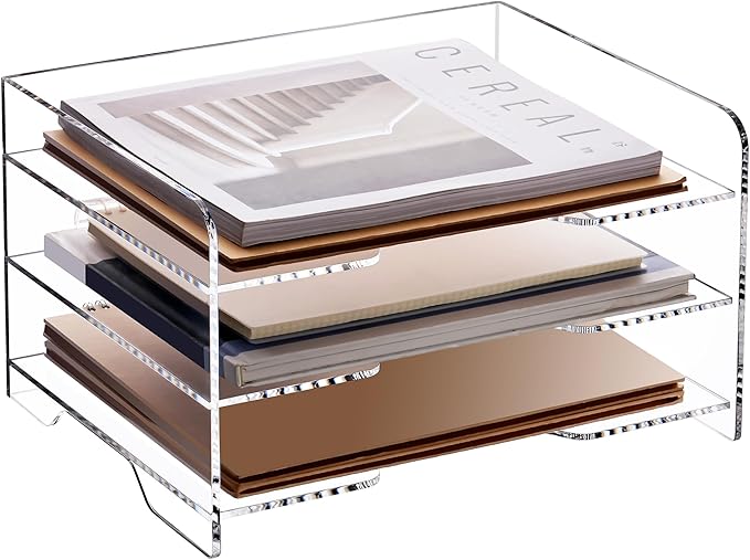 SANRUI Paper Letter Tray Organizer 3 Tier Acrylic Desk File Organizer by SANRUI