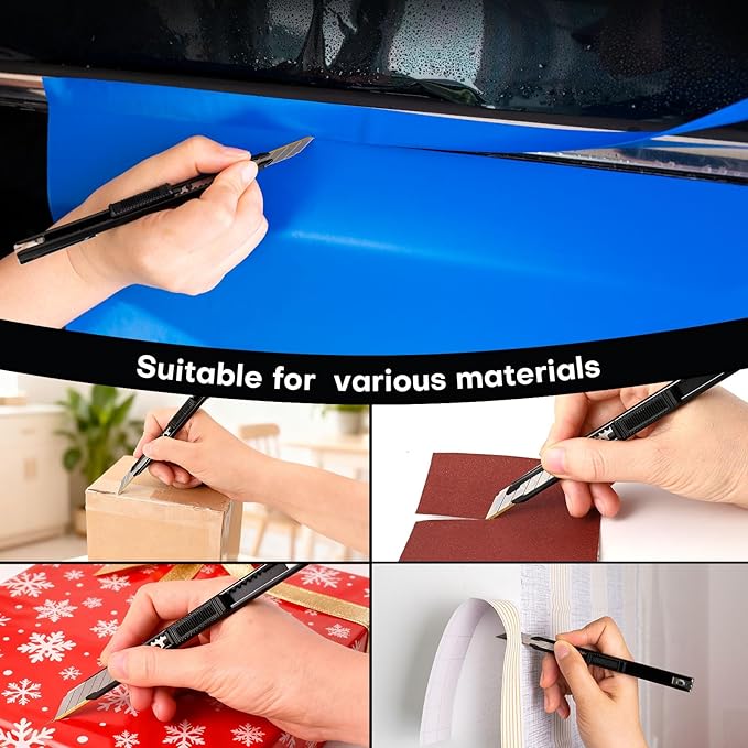 NEWISHTOOL 3 Pack Utility Knife Box Cutter Retractable, Titanium Coating Edge - Image 8