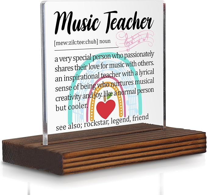 Music Teacher Gift Desk Sign, Inspirational Thank You Plaque by Pariveca