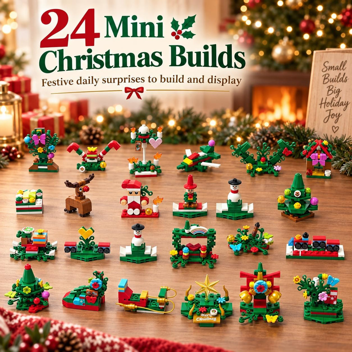 Advent Calendar 2026 Christmas Tree Building Blocks 24 Days Countdown Set
