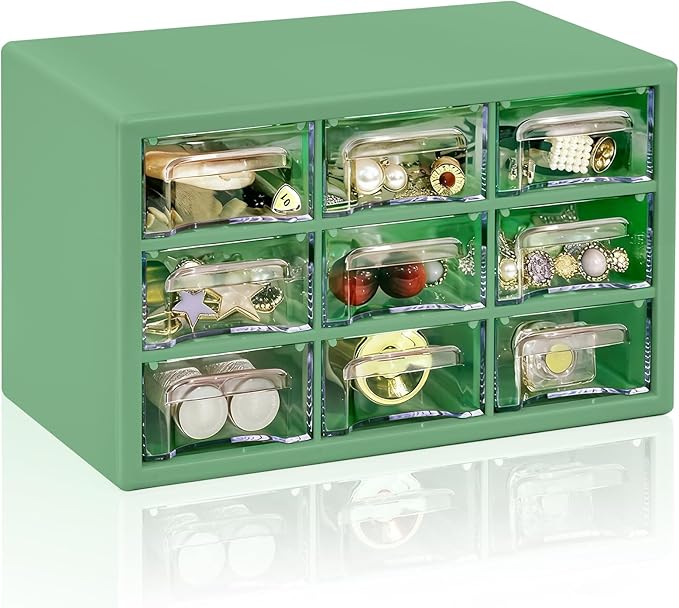 Desk Storage Organizer with 9 Drawers, FODIENS Stackable Desktop Craft Drawer by FODIENS