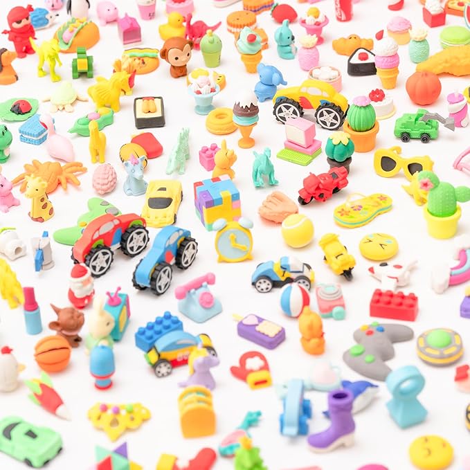 CLOCK KING 240pcs 3D Cute Kids Erasers, Random Desktop Pet Toys Gifts, - Image 4