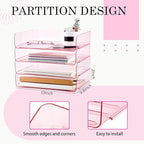 Harloon 4 Tier Acrylic Paper Tray 13 x 9.8 x 3 Inches Stackable Letter Clear - Image 2