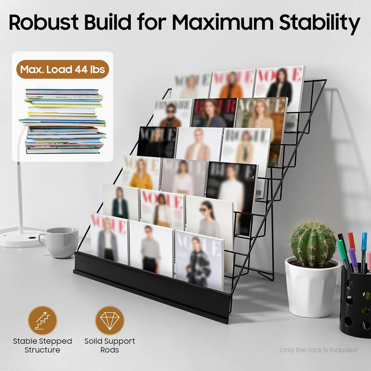 6 Tier Wire Book Display Rack Shelf, Black Book Signing Rack Tabletop Magazin...