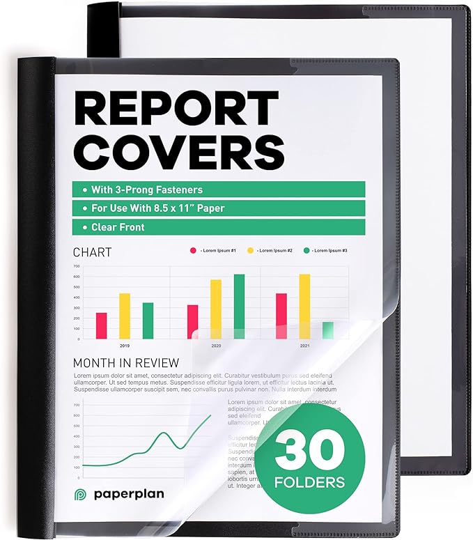Report Covers -, 8.5 x 11 Letter Size, 3-Prong Fasteners, and More by PaperPlan