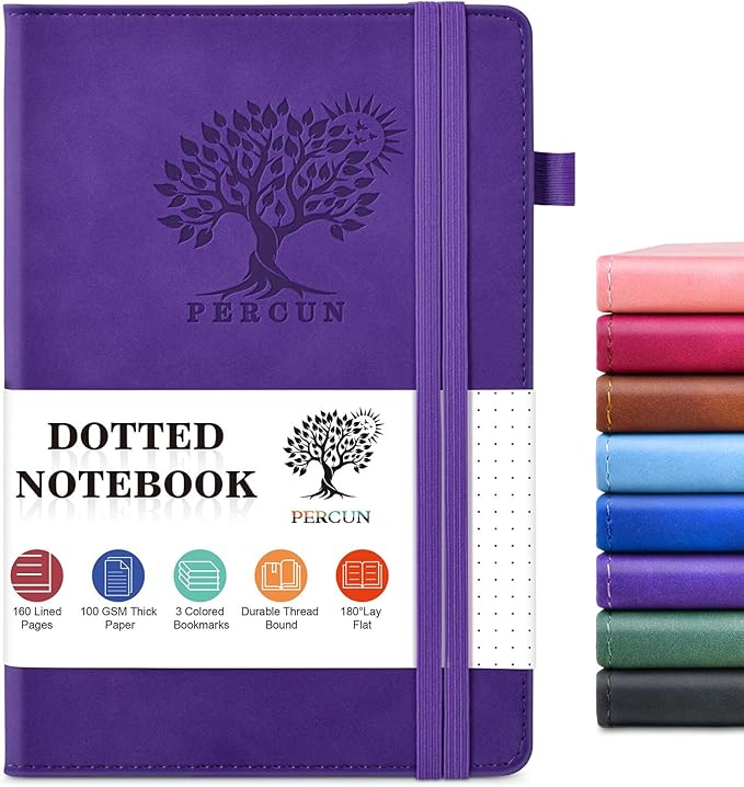 PERCUN Dotted Journal Notebook for Men & Women, 160 Pages Dot Grid notebook for by PERCUN