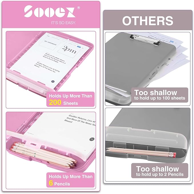 Sooez Clipboard with Storage, High Capacity Nursing Clipboards with Pen Holder - Image 3