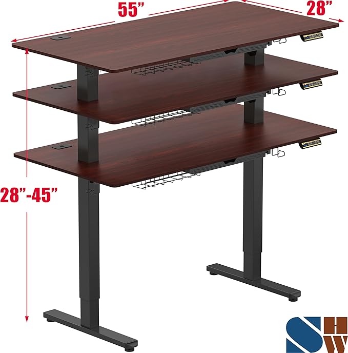 SHW 55 x 28 Inches Electric Height Adjustable Standing Desk - Image 3