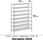 Regal Altair 18" Deep x 54" Wide x 74" Height Wire Shelving Kit | 8-Tier | NSF - Image 3