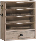 HOOBRO Wall File Organizer, Mail Organizer Wall Mounted, Wooden Mail Sorter by HOOBRO