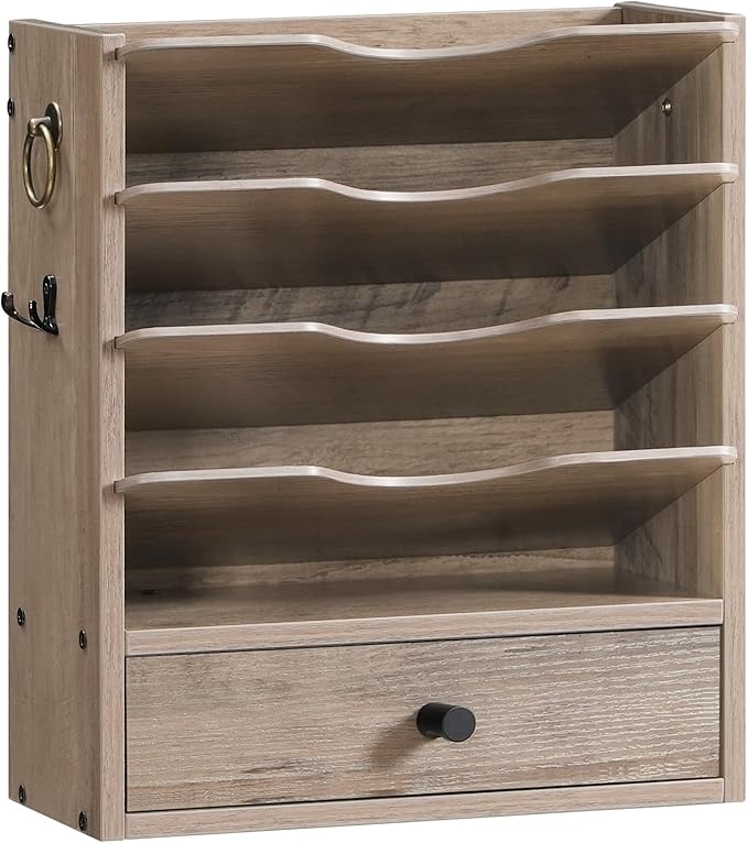 HOOBRO Wall File Organizer, Mail Organizer Wall Mounted, Wooden Mail Sorter by HOOBRO