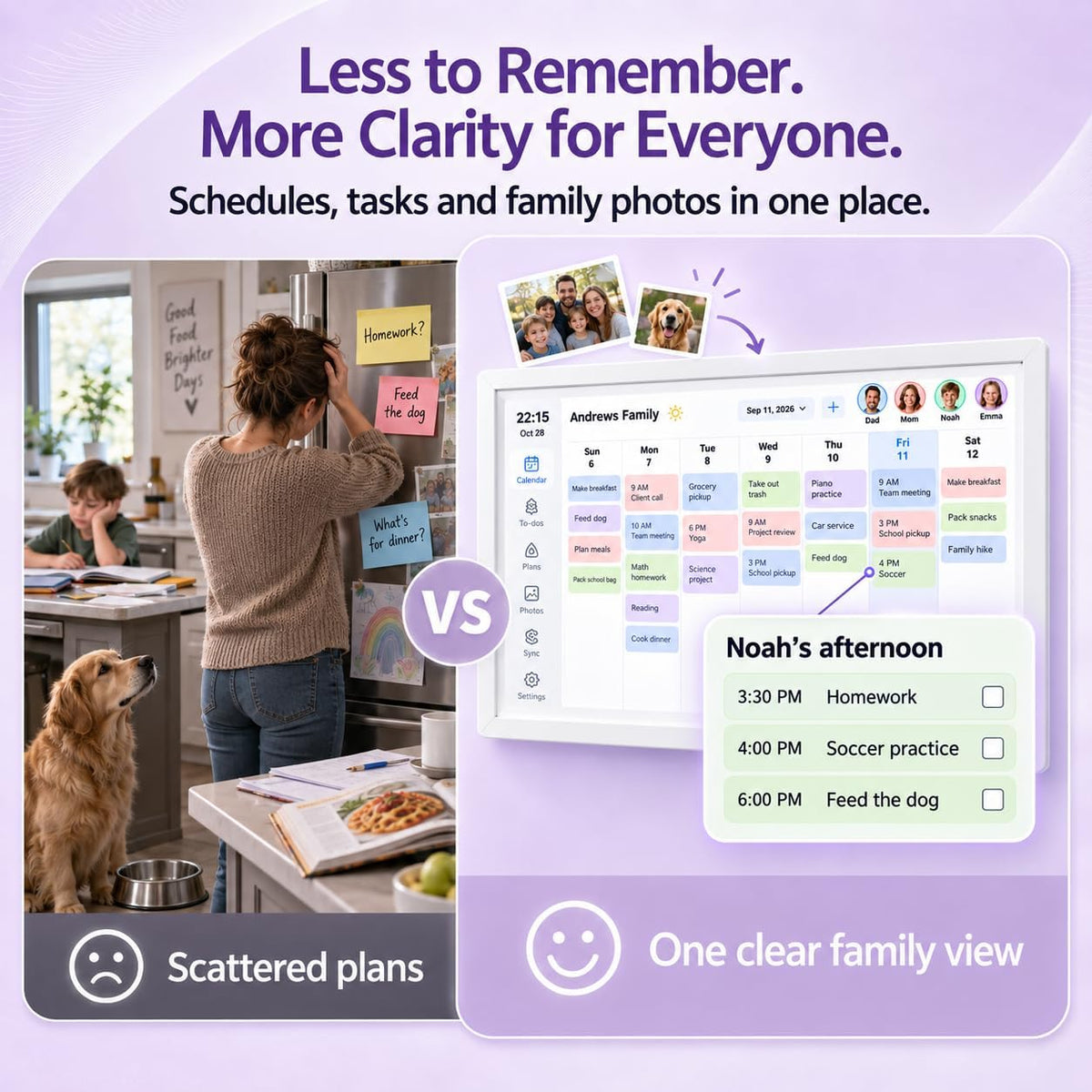Digital Calendar Wall Touch Screen, No subscription fees,15.6 Inch