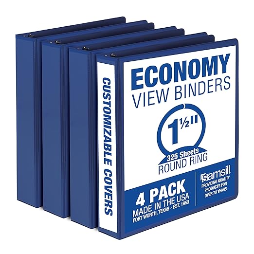 Samsill 1.5 Inch 3 Ring Binders, Made in USA, Economy Round Ring, 325 Sheet by Samsill