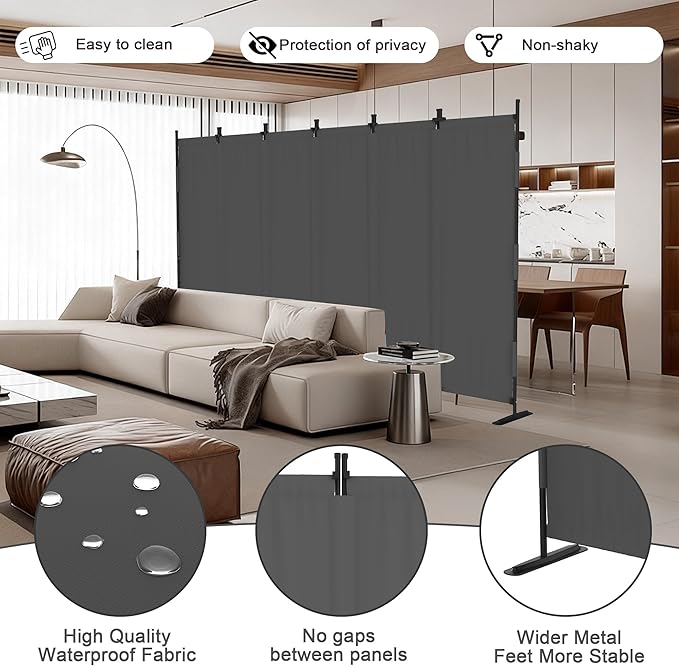 Kecreque 6 Panel Room Divider, 6ft Folding Screen Portable Wall Partition Room - Image 2