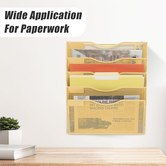 EASEPRES 5 Pocket Mesh Hanging Wall File Organizer, Wall Mounted Mail Paper - Image 6