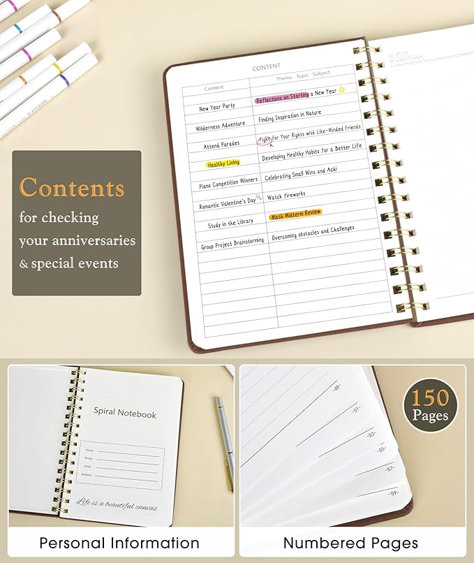 Lined Spiral Journal Notebook, A5 Hardcover Spiral Journals - Image 2