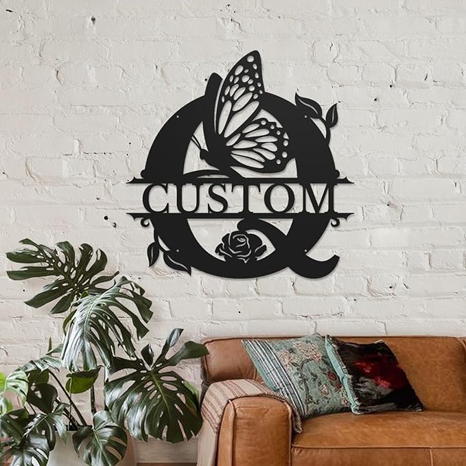 Personalized Custom Letter Name metal Signs, Custom Black Letter Monogram Wall - Image 3