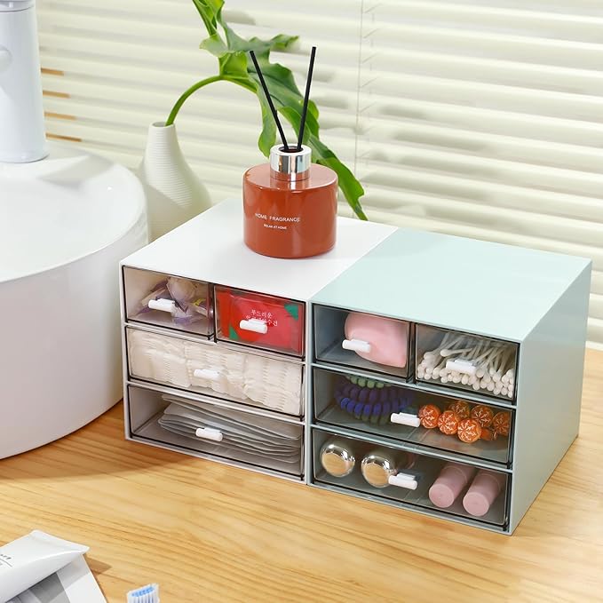 MILULUGO Makeup Organizer with 4 Drawers, Desk Organizer, Cosmetics Storage Box - Image 5