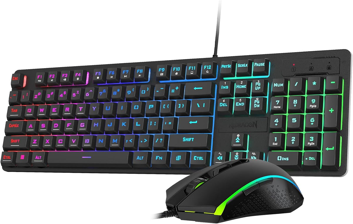 Redragon Updated S107 Gaming Keyboard and Mouse, RGB Gaming Keyboard and 1000...