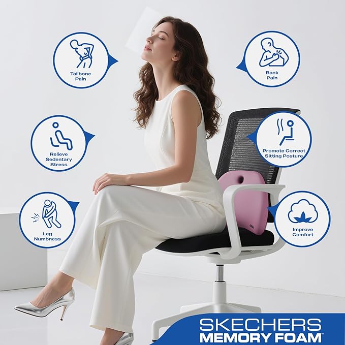 Skechers Lumbar Support Pillow for Office Chair, Memory Foam Lumbar Pillow - Image 7