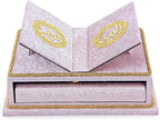 ihvan online, The Holy Arabic Quran Gift Set, Book Stand Holder, Desktop Quran Holder, Rehal, Velvet Covered Chest Rihal, Decorative Islamic Gifts for Muslims, Pink