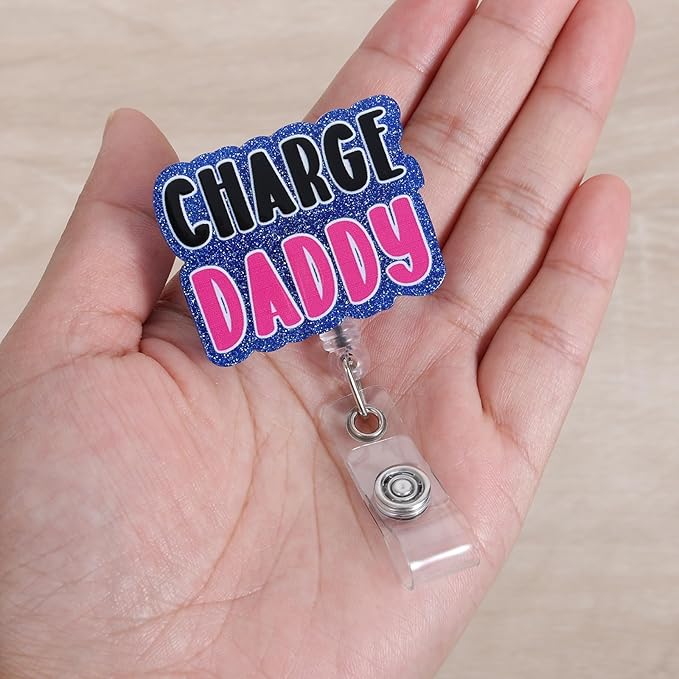 Charge Daddy Funny Badge Reel | Retractable ID Card Badge Holder | Name Tag - Image 2
