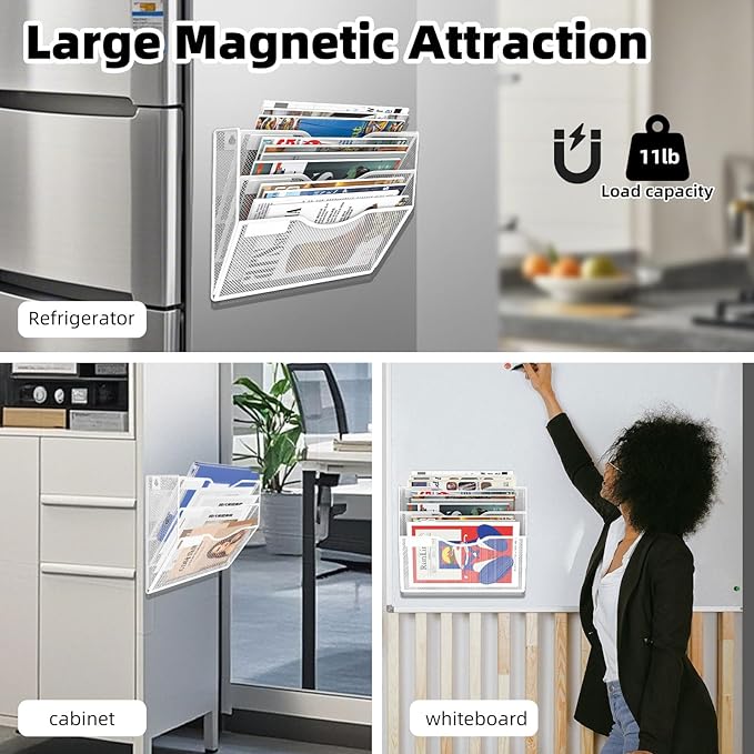 LQPAFZ 3-Tier Magnetic File Holder, No Drilling Installation File Cabinet - Image 5