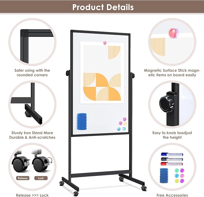 Double Sided Cork Board White Board, 32 x 48 inches Large Cork Board - Image 5