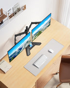 mountup dual monitor stand - freestanding & height, front angle view