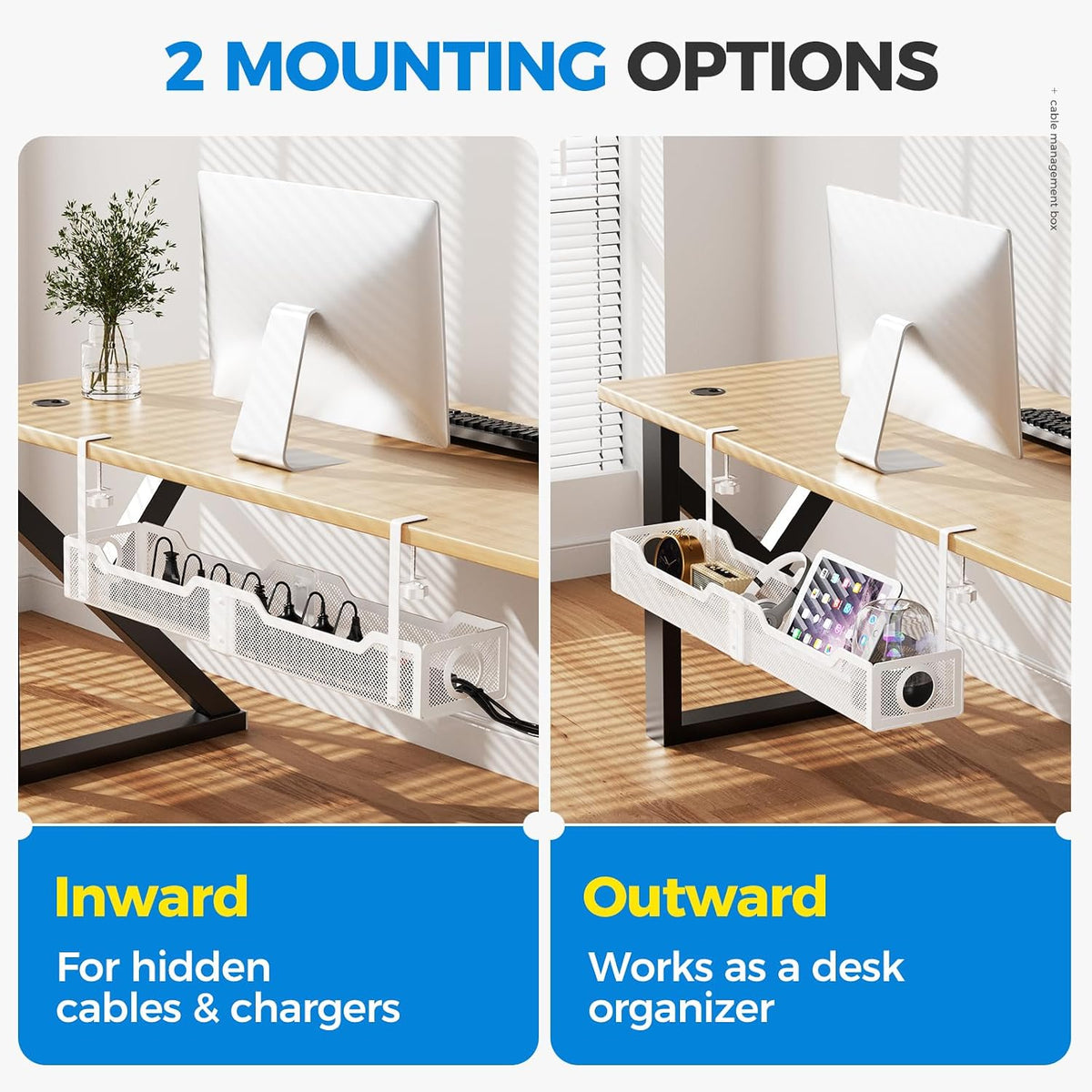 [Upgraded] 25" Extra Large Under Desk Cable Management, Cinati Wire Orga...