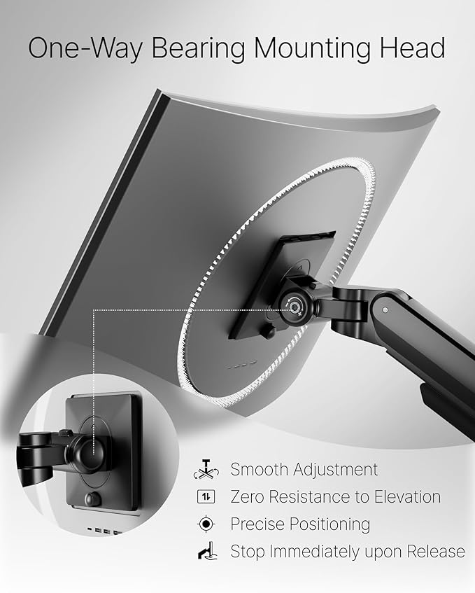 monTEK Deluxe Monitor Arm with USB A/C up to 40 Inch Holds 26.4 lbs Curved - Image 9