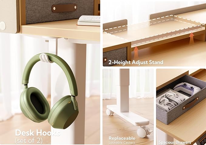 Claiks Standing Desk with Drawers, Adjustable Stand Up Electric Standing Desk - Image 9