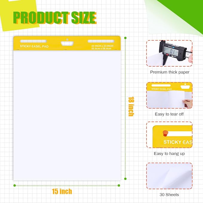 ReliThick 8 Pads Premium Sticky Easel Pad, 20 in x 23 in, 30 Sheets/Pad - Image 2