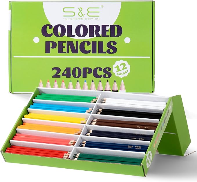 S & E TEACHER'S EDITION Colored Pencils 240Pcs, Coloring Pencils Set Drawing by SETEACHERSEDITION