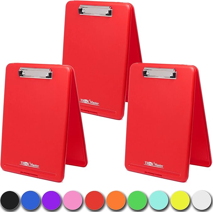 Think2Master Red Plastic Storage Clipboard. | 25% Heavier & Sturdier| Heavy by Think2Master
