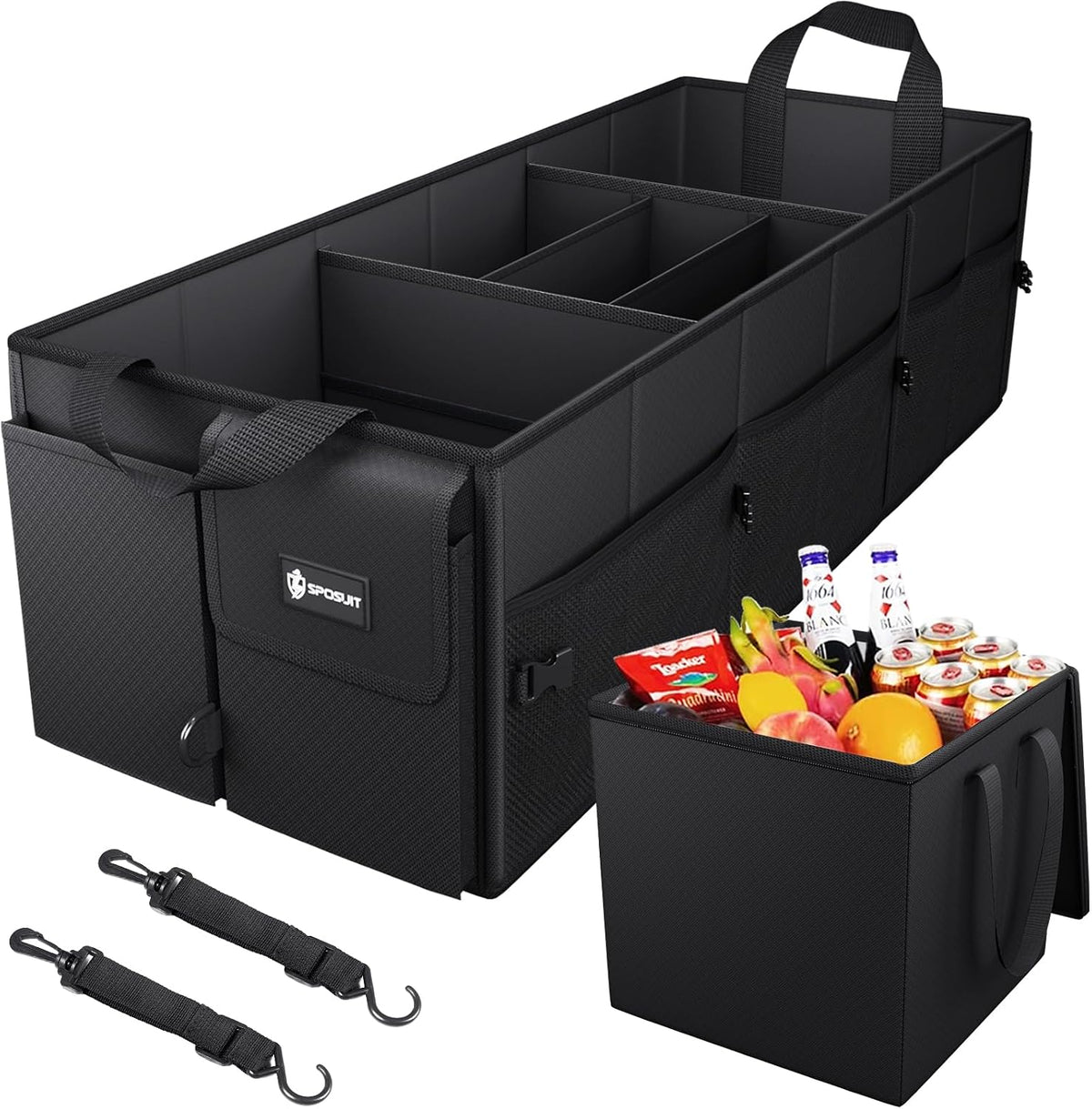 Sposuit Large Trunk Organizer with Cooler - 98L Collapsible Car Storage