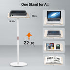 2-in-1 Floor Music Stand & Desktop Book Stand, 16.5"–51" Height Adjustable | Premium Wood Panel, Floor Reading Stand with Page Clip for Sheet Music, Cookbooks & Projector (White, 11.8" × 16.5" Panel)