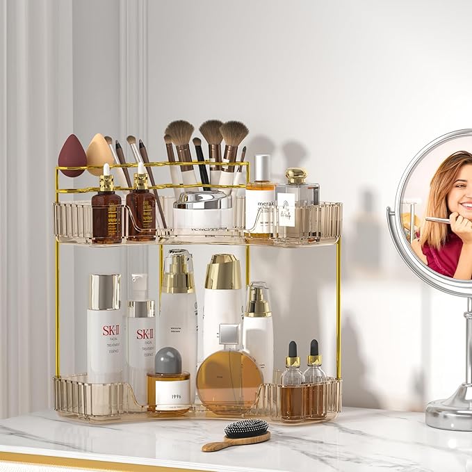 SUNZOS Corner Bathroom Counter Organizer, 2-Tier Countertop Makeup Organizer - Image 5