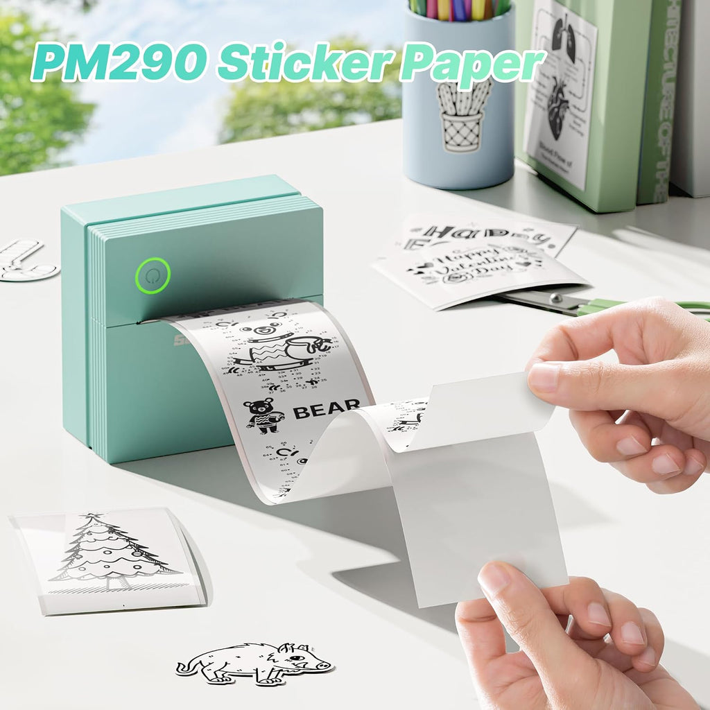 54mmx3.2m Sticker Paper, 3 Rolls Sticker Paper for Printer, White | High Quality, No BPA or BPS, Self-Adhesive, Compatible with PM290 Sticker Printer Machine, Thermal Paper for Journal Study