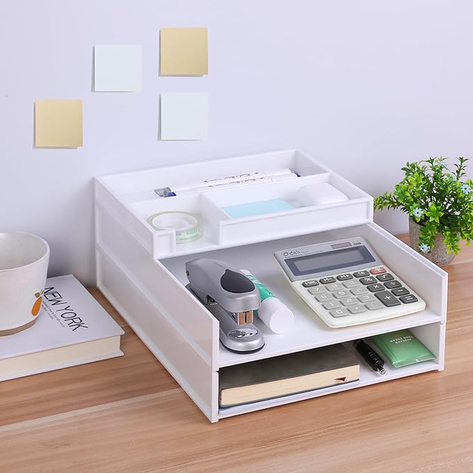 Eufrozy 3 Tier Stackable Letter Tray Paper Organizer, Cardboard Inbox, File - Image 8